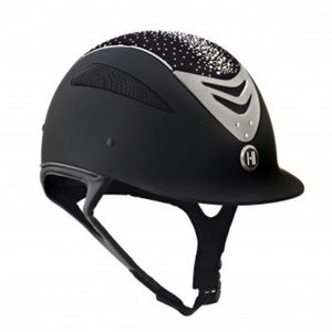 One K Defender Celestial L/O Black Matte W/ multi color stones, Medium Long Oval